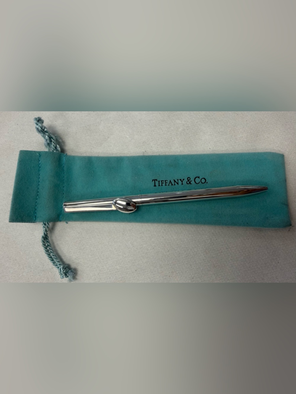 Tiffany & Co. Sterling Silver Football Ballpoint Pen with Tiffany Blue Pouch
